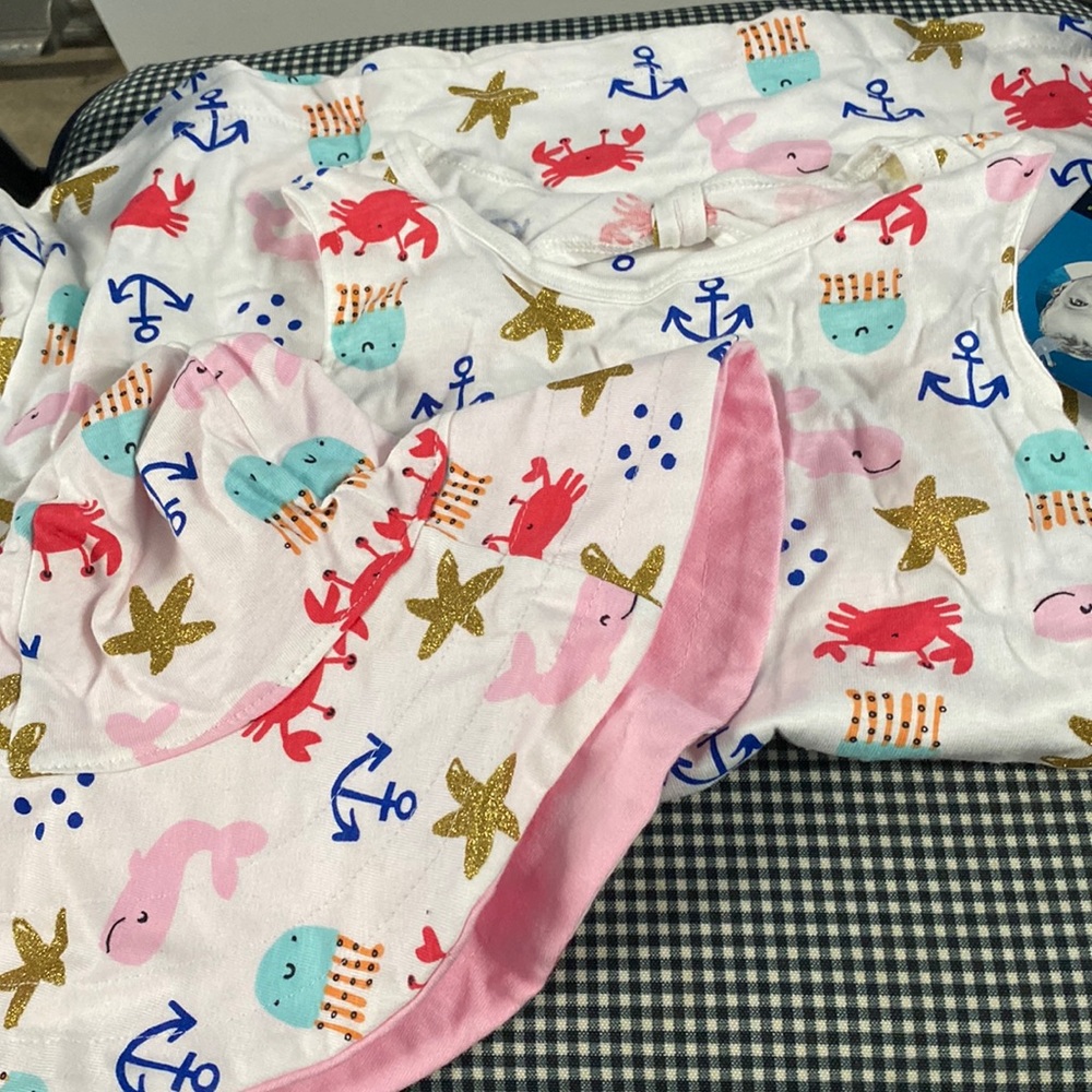Dress set with matching reversible hat